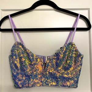 For love and lemons sequin bustier top